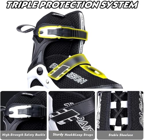Adjustable Inline Skates with Light Up Wheels - Large-Youth & Adult (B White)