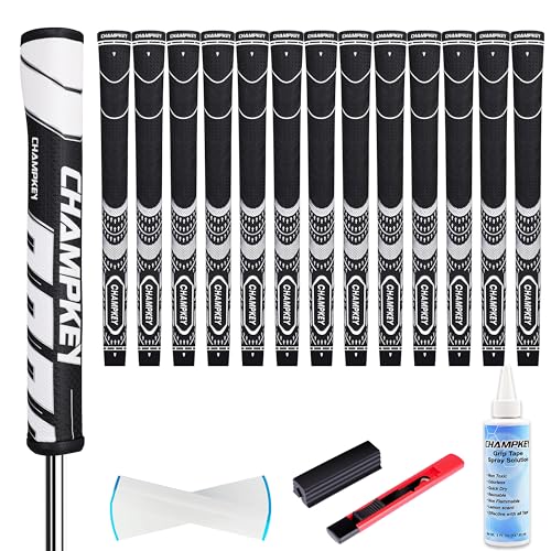 Soft Rubber Golf Grips Set - 13 Pack with Putter Grip - White Midsize