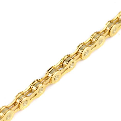 Cadena 11V Dorada,Catena E-Bike E8000 11V,Gold 11-Speed Hollow Out Chain 116 Links Replacement Parts for Fixed Gear Road Bikes