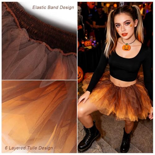 40 Short Orange-Brown Adult Tutu Skirt Elastic Layered Ballet Dance Costume