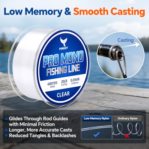 Monofilament Fishing Line with Knot Guide - Clear, 15LB 220Yards