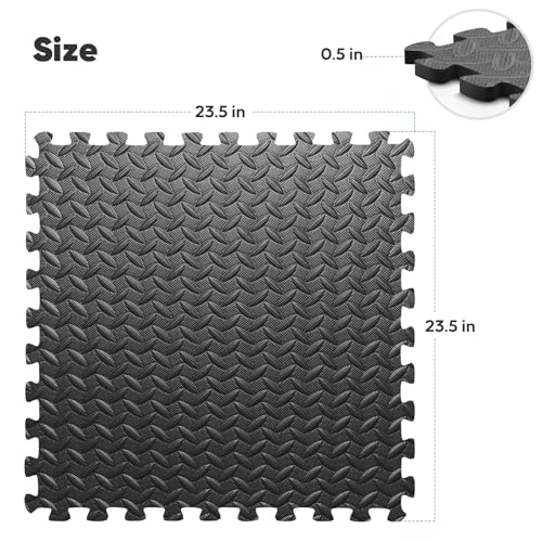 Interlocking Foam Exercise Mat - 16 Pack, 64 sqft, Black