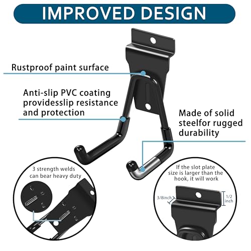 Slatwall Hooks Black 20Pack Firmly and Durable Slatwall Accessories,Perfect for Organizing Garden Tools and Heavy Duty Tools and Garage Hooks Organize Your Space Efficiently