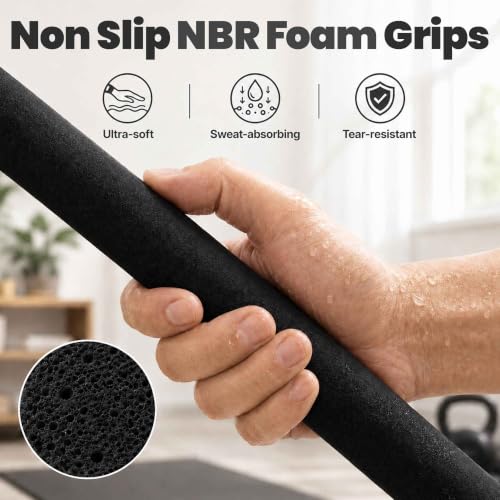 Wolfbird 5ft Black Yoga & Stretching Stick for Flexibility, Portable & Adjustable
