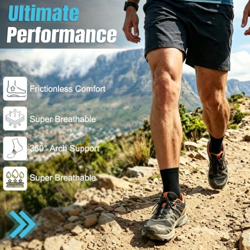 Men's Cushioned Ankle Socks - Athletic Running Gym Socks 10-13 / 6 Pairs Multicolor