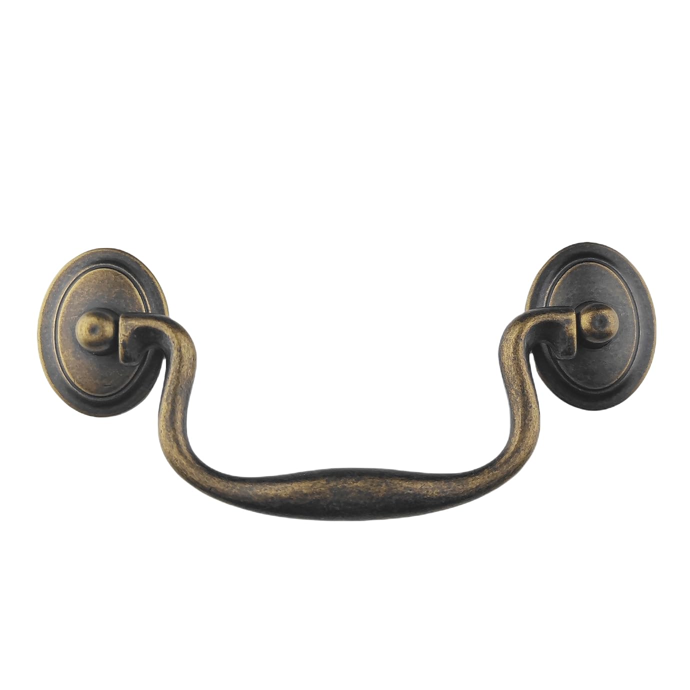 MuDuJia 4-Pack 4" Hole Centers Dark Antique Brass Drawer Dresser Pulls Handles Droop Bail Pulls for Kitchen Cabinet Doors Furniture Hardware C-C:102mm (Antique Brass,4)