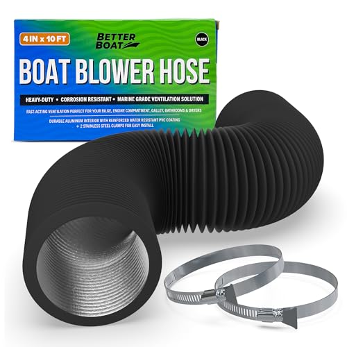 Better Boat 4 Inch ID Boat Blower Hose – 10 ft Marine Exhaust Duct, Black