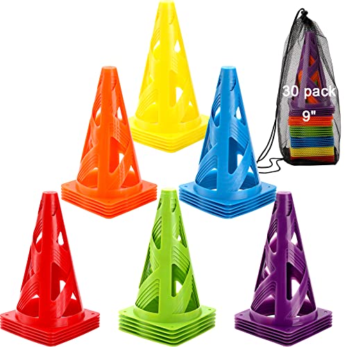 ZEAYEA 30 Pack Agility Sports Cones - 9 Inch Soccer & Training Equipment