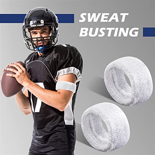 12 Pack Arm Sweatbands for Men - Soft Stretchy Bicep Bands - White