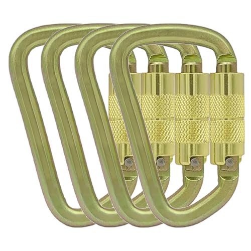 BYANG Gold 4-Pack Auto Locking Carabiners 30KN Heavy Duty Climbing Gear