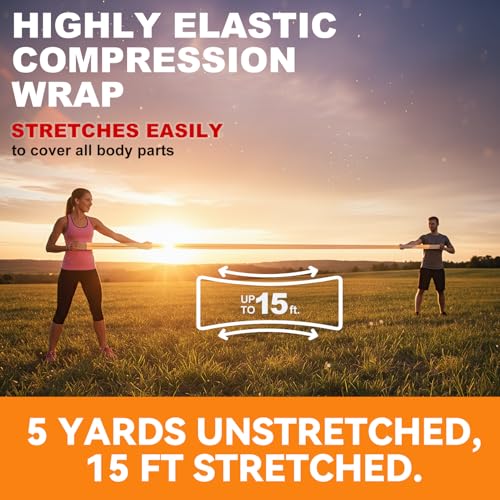 Elastic Bandage Wrap 3 Inch - 4 Pack with Hook & Loop Closure