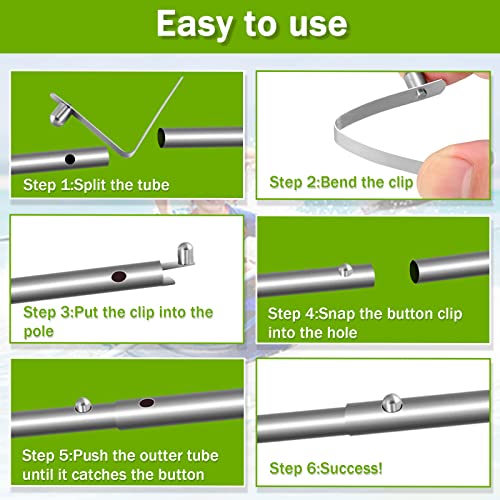 Stainless Steel Push Button Spring Clips - 8 Pcs, 8mm