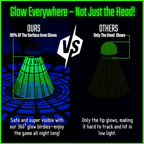 Glow in The Dark Badminton Shuttlecocks - 5 Pack LED Birdies