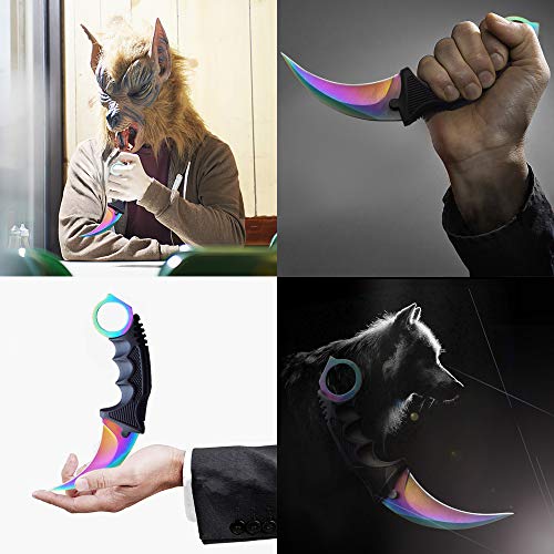 Karambit Knife - Stainless Steel Fixed Blade with Sheath - Multicolour