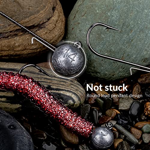 THKFISH 1/6oz Ball Jig Heads with Bait Holder - 10 Pcs