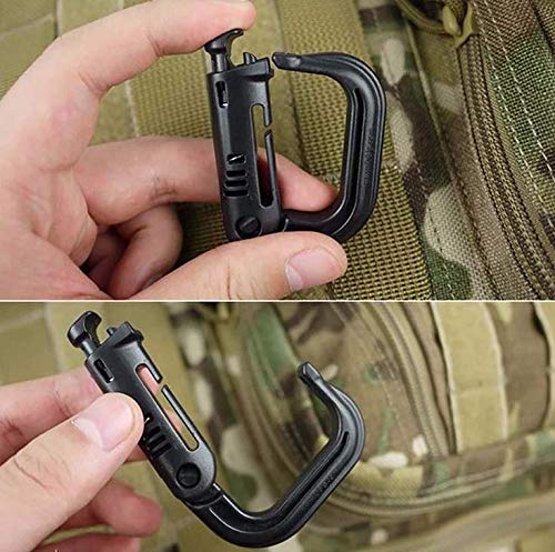 Tactical Molle D-Ring Buckle Clip - Black, Pack of 4