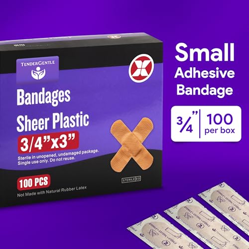 Adhesive Bandages - Box of 100 Flexible Sheer Plastic Bandages