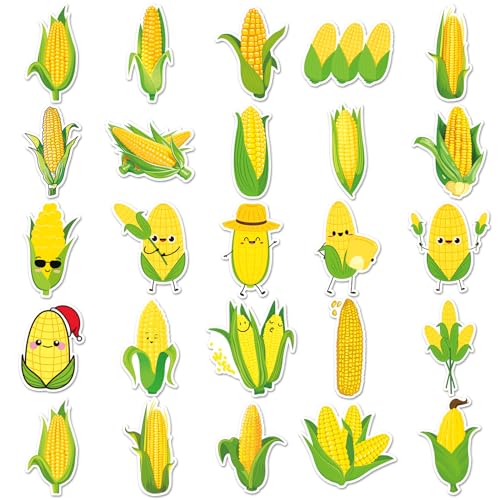 50-Piece Aesthetic Vinyl Corn Stickers Pack - Waterproof Decals