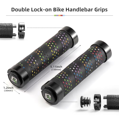 ROCKBROS Rainbow Double Lock Bike Handlebar Grips - Comfortable & Durable