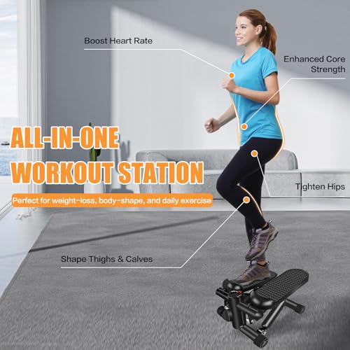 Mini Hydraulic Fitness Stepper with LCD Monitor & Resistance Bands