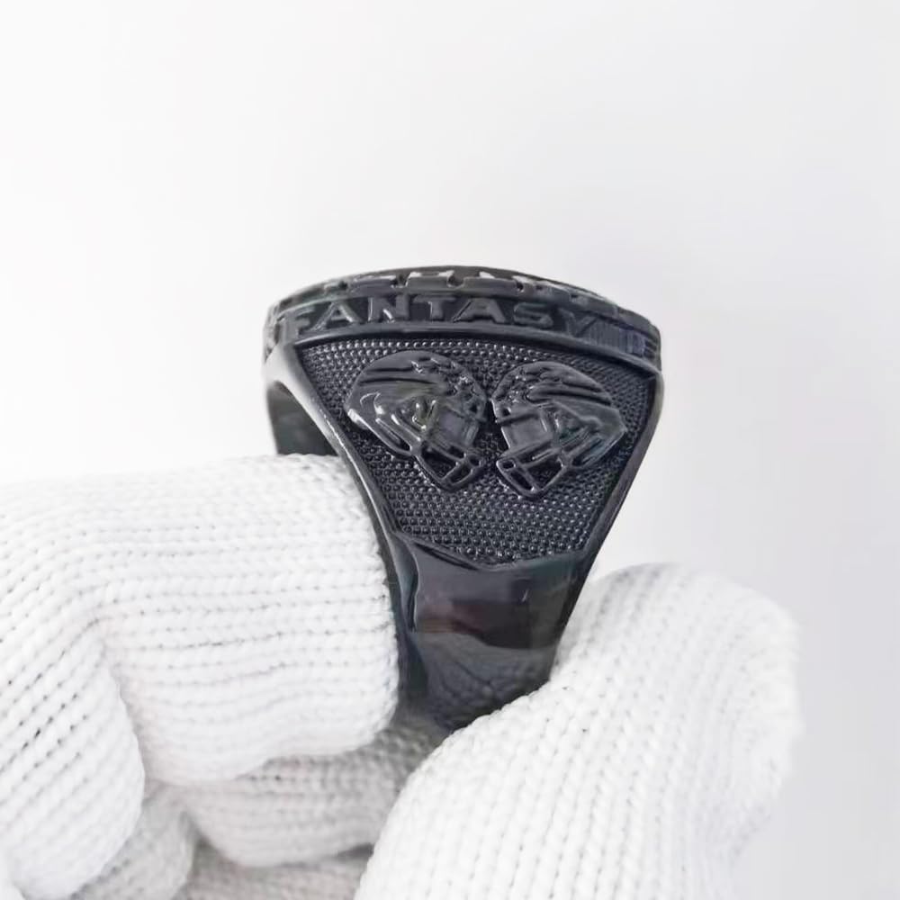 noblehead 2024 Fantasy Football Ring | Heavy FFL Champion Ring | Gold Silver Tone Plated Award Trophy for Fantasy Football League Winner (size 13)