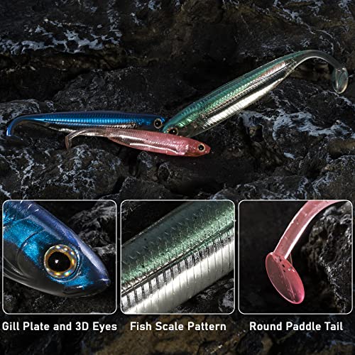 Paddle Tail Swimbaits - Watermelon Soft Fishing Lures 2.7" - Pack of 6