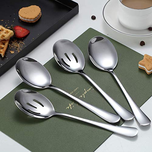 Stainless Steel Serving Utensil Set - 4-Piece with Serving & Slotted Spoons