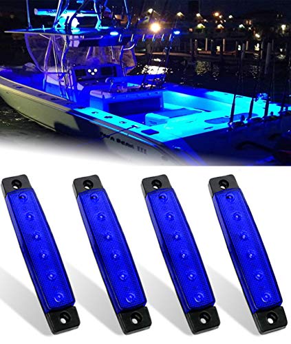 Waterproof LED Interior Boat Lights - 4pcs Blue 12V Marine Lights