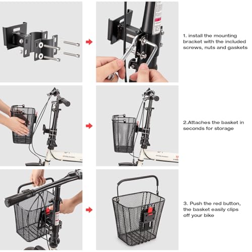 CXWXC Front Basket for E-Scooter with Quick-Release Handlebar Bracket