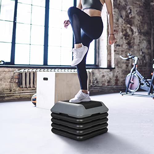 Height Adjustable Aerobic Step Platform with 4 Risers - Gray