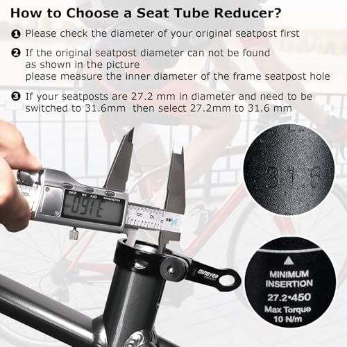 Aluminum Alloy Bike Seat Post 25.4mm x 350mm - Shim for 27.2mm