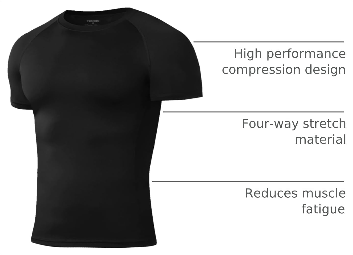 Niksa Men's Compression Shirts, Compression Shirts for Men Short Sleeve Athletic, Quick Dry Workout T Shirts Base Undershirt