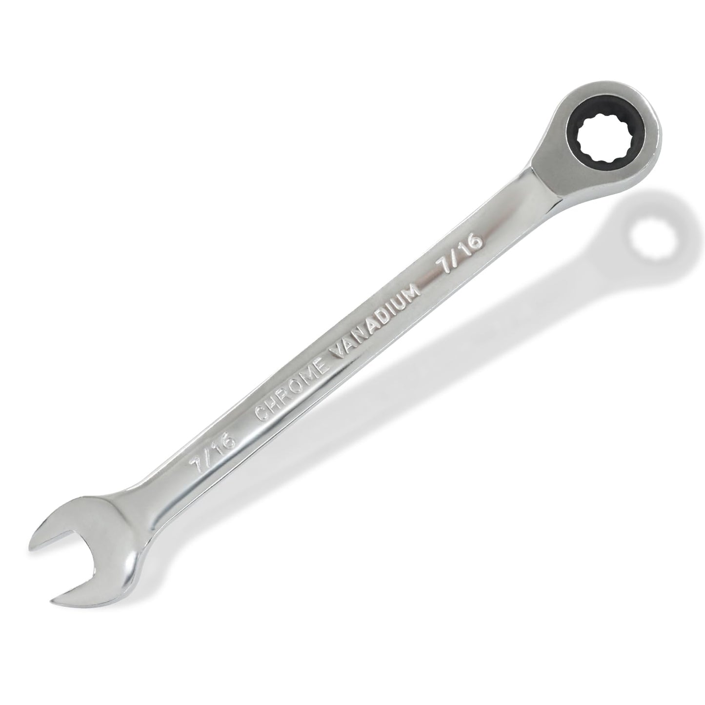 Kyuionty 2 Pcs 7/16 Inch Ratchet Wrench Imperial Ratcheting Combination Wrench Set, 12 Point, 72 Teeth for Projects SAE Tight Spaces