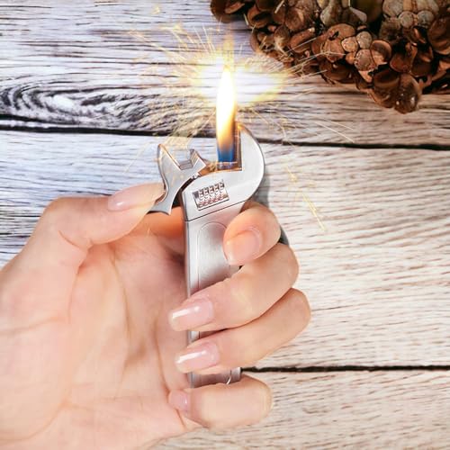 Refillable Butane Wrench Lighter with Adjustable Flame for Camping & Outdoor Use
