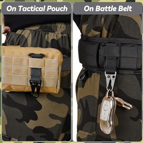 Tactical MOLLE Belt Clip with Metal Hook - Black