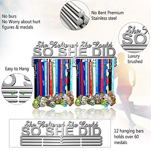 Race Medal Holder Wall Hanger - Silver Running Medal Display