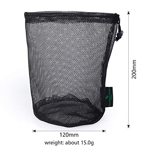 5pcs Nylon Mesh Drawstring Bags for Sports Equipment - Black L