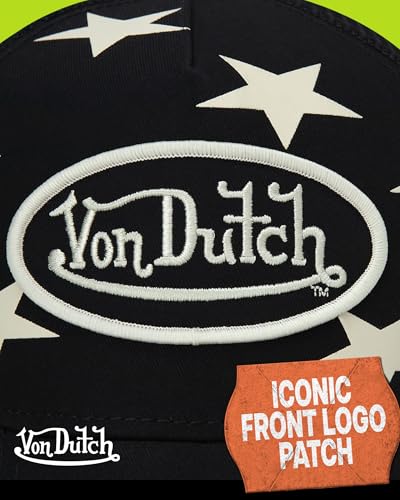 Von Dutch Unisex Americana Star Trucker Hat - Mesh Back, Snap-Back, One Size, Black Star