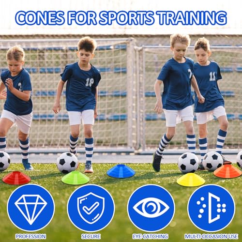 Agility Training Cones - 15 Pack Multi-Color with Carry Bag