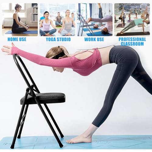 Backless Yoga Chair with Resistance Band for Abs & Core - Black