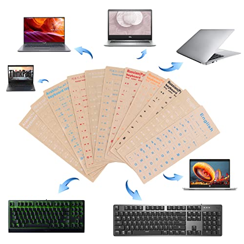 2-Pack Russian Keyboard Stickers - Transparent Background, White Letters