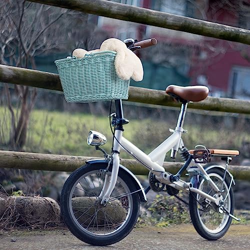Kids Bike Basket - Light Blue Wicker Basket with Adjustable Straps