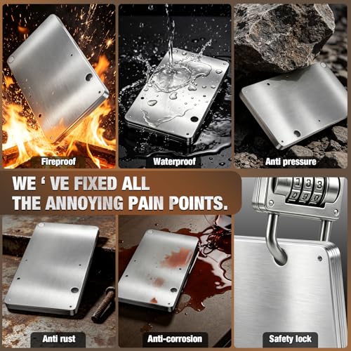 Metal Seed Phrase Plate for Crypto Recovery - 24-Word Capacity, Fire & Waterproof