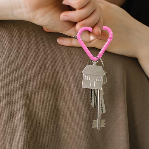 10 PCS Heart-Shaped Carabiner Clips - Colorful Keychain Accessories