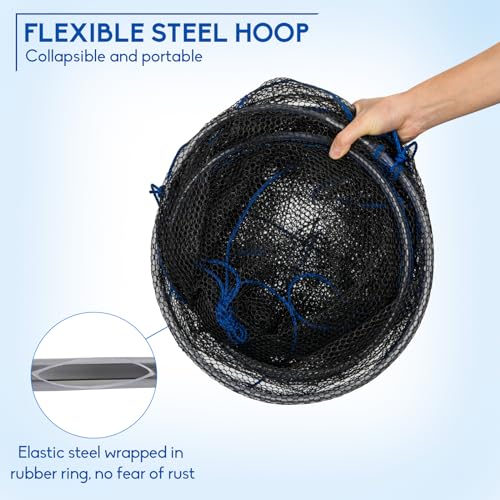 QualyQualy Rubber Foldable Fishing Net 40 Inch Hoop for Fish, Shrimp & Crawfish