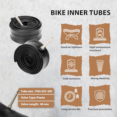 MOHEGIA 700x40C Gravel Bike Tires Set - All-Terrain Folding Bicycle Tires with Inner Tubes & Levers
