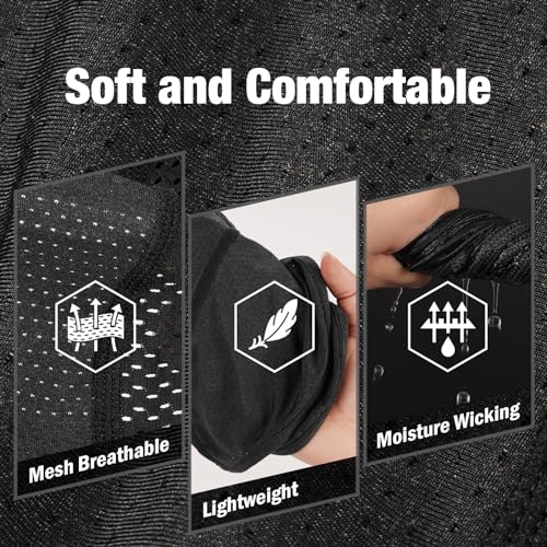 MELASA Cooling Skull Cap Helmet Liner with Ear Flaps – Black & Black