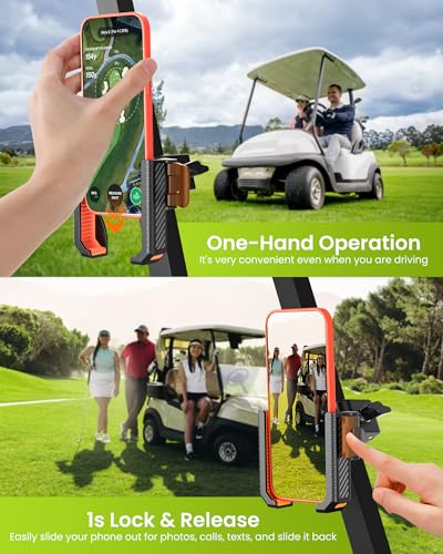 Golf Cart Phone Holder Mount - Black & Orange - Quick Install