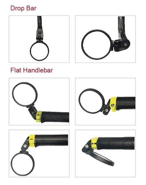 Hafny Bike Mirror, Bike Bar End Mirror, Unbreakable Stainless Steel Lens, Safe Adjustable Rearview Mirror, Cycle, E-bike, HF-MR083/HF-M851-FR03 (Black 62mm Dia)