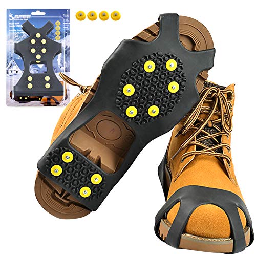 Ice Cleats for Boots & Shoes - Anti-Slip Rubber Traction - M Size (Men 5-8/Women 7-10)